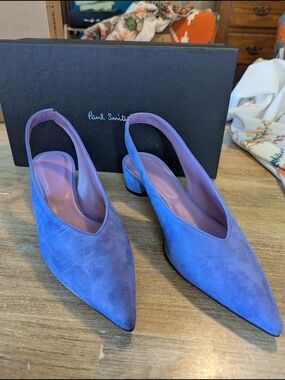 Paul Smith Purple Suede Slingback Pointed Toe Heels